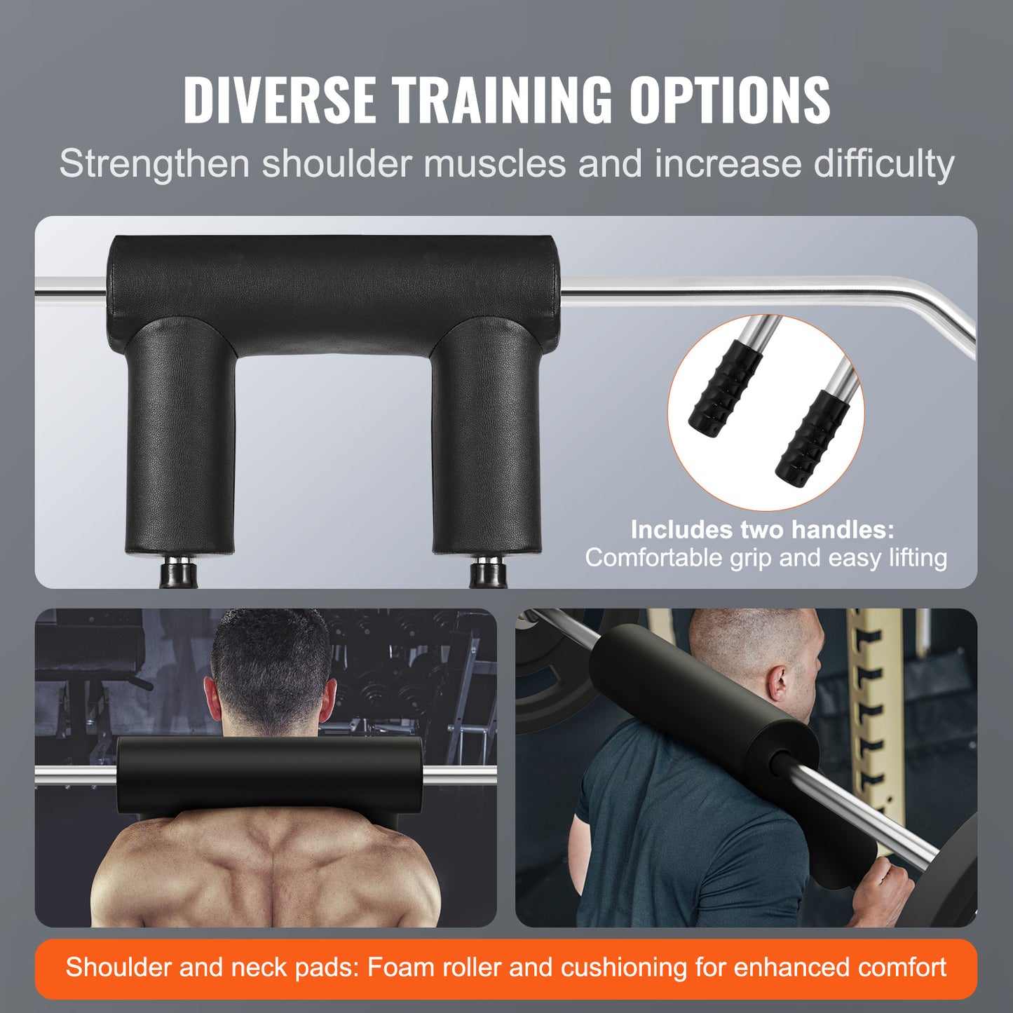 Squatbar – Safety Squat Bar – Halterstang – Fitness Bar – Halter – 32mm Staal – 680 kg Draagvermogen – Schouderbescherming met Foam Padding