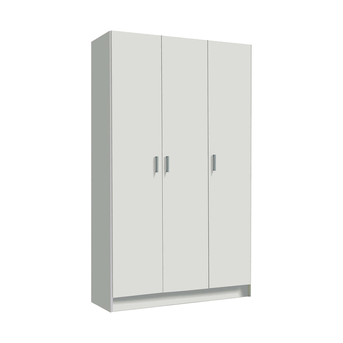 Large Multifunctional Ranuncolo Wardrobe, 3-Door Auxiliary Closet, Shoe Rack with Shelves, Broom Cupboard, 109x37x180 cm, White