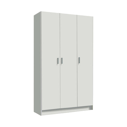 Large Multifunctional Ranuncolo Wardrobe, 3-Door Auxiliary Closet, Shoe Rack with Shelves, Broom Cupboard, 109x37x180 cm, White