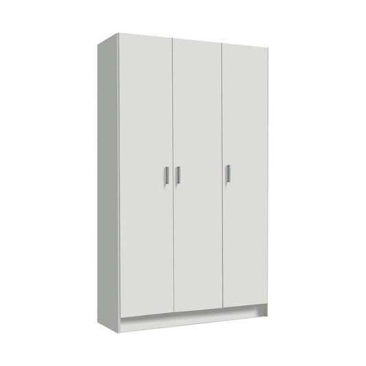 Large Multifunctional Ranuncolo Wardrobe, 3-Door Auxiliary Closet, Shoe Rack with Shelves, Broom Cupboard, 109x37x180 cm, White