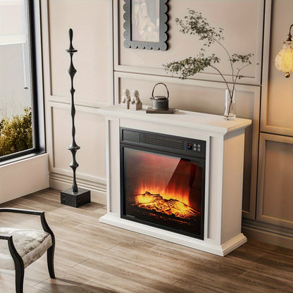 Elektrische Haard – Sfeerkachel – Inbouwhaard – Vloerhaard – Haardmantel – Zwarte Vrijstaande Haard – Realistisch Vlameffect – 2000 Watt Verwarming