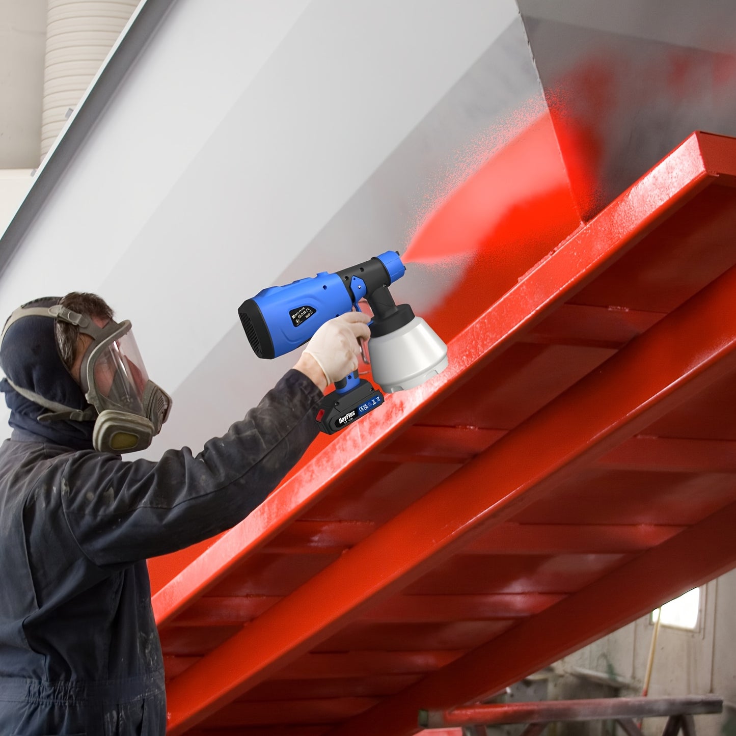Verfspuit – Verfpistool – Verfspuitpistool – Draadloze Verfspuit – HVLP Verfspuit – 21V Lithium-Ion Accu – 4 Nozzles Inclusief – Instelbare Verfdoorvoer – Ergonomisch Ontwerp