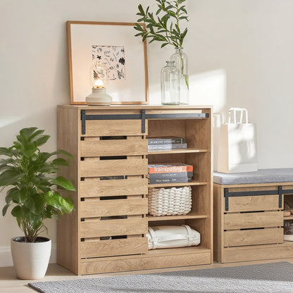 Schoenenkast – Schoenenrek – Schoenenopberger – Schoenenkast – Halmeubel – Schuifdeur – Compact 80x35x89 cm – Hoogwaardig Vezelplaat