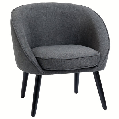 Lounge stoel – cocktailstoel – beklede stoel – bureaustoel – woonkamerstoel – modern design – linnen look – metalen frame – 71 x 65 x 75 cm – grijs
