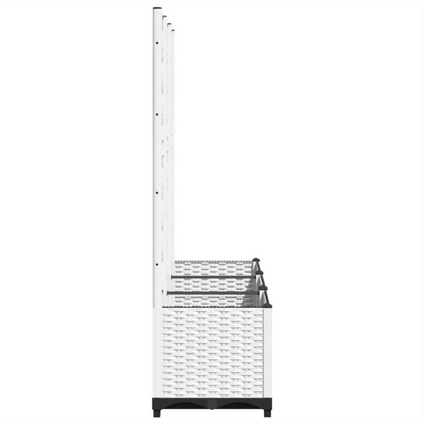 Plantenbak Met Witte Spalier – Bloembak – Kruidenbak – Plantcontainer – Tuinbak – 120x40x136 cm – Weerbestendig PP Materiaal