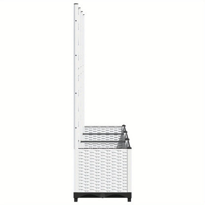 Plantenbak Met Witte Spalier – Bloembak – Kruidenbak – Plantcontainer – Tuinbak – 120x40x136 cm – Weerbestendig PP Materiaal