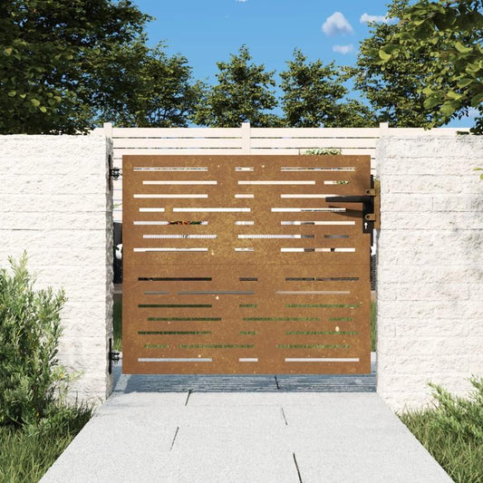 Tuindecoratie – Metalen Poort – Buitenpoort – Tuinhek – Terrasdeco – CORTEN Staal – Weerbestendig – Robuuste Constructie – 85x100 cm