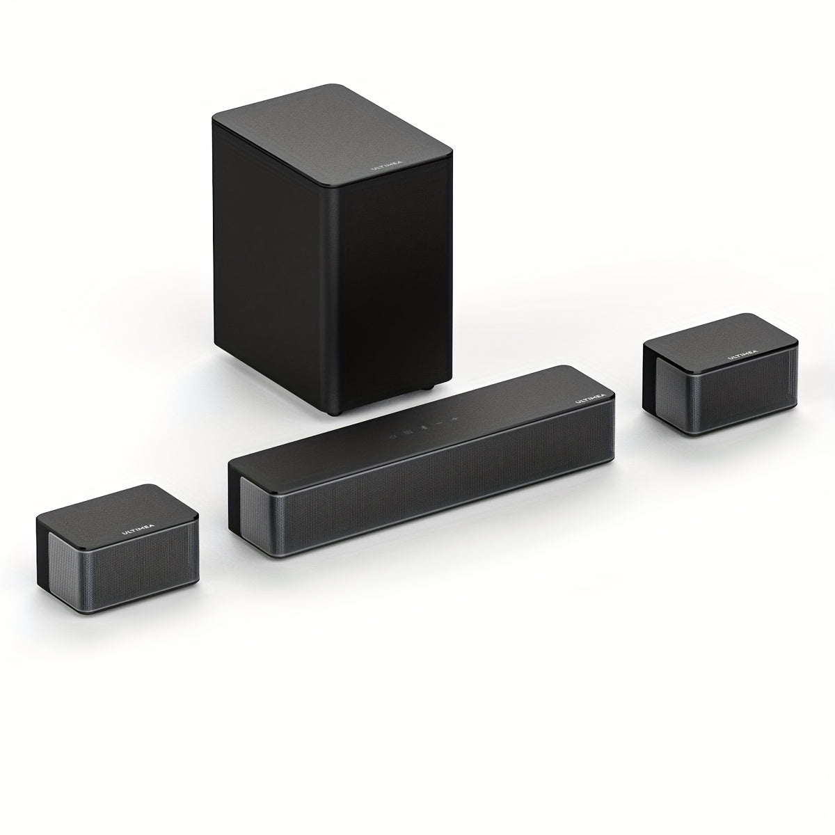 5.1 Surround Sound Systeem – Home Theater Speaker Set – Soundbar – Draadloze Subwoofer – Achterluidsprekers – BassMX Basversterking – SurroundX Technologie – 320W Krachtig Geluid – Zwart Modern Design