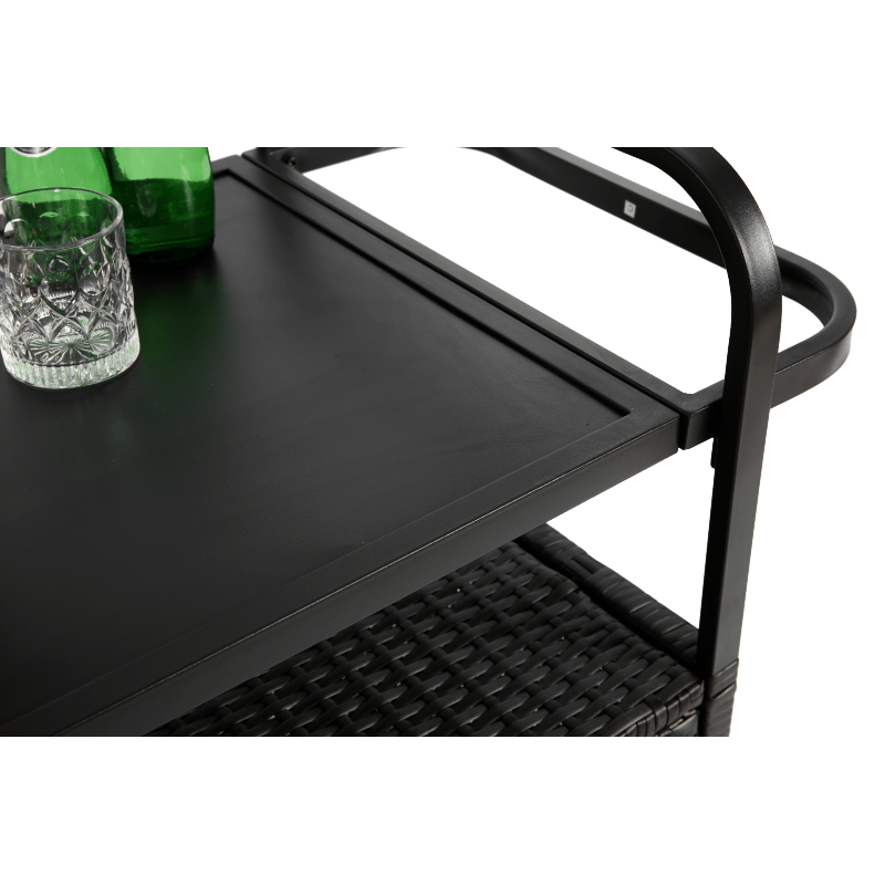 Barkar – Outdoor Bartafel – Serveerwagen – Trolley – Bar Cart – Waterbestendig Stalen Blad – Verstelbare Zwenkwielen met Remmen