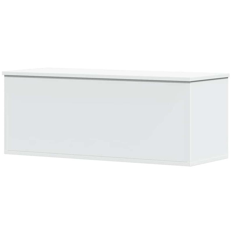 White Modern Minimalist Wooden Storage Box with Open Lid - Large Rectangular Organizer Chest for Bedroom, Living Room, Home Office - Sturdy Wooden Construction, Space-Saving Design, Multi-Purpose Furniture for Clothes, s