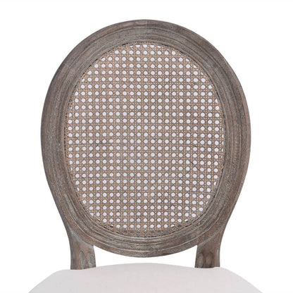 Eetkamerstoel – Eetkamerstoelen – Kuipstoel – Stoel – Set Van 4 – Linnen Bekleding – Rieten Rugleuning – Houten Frame – Komfortabele Foamvulling