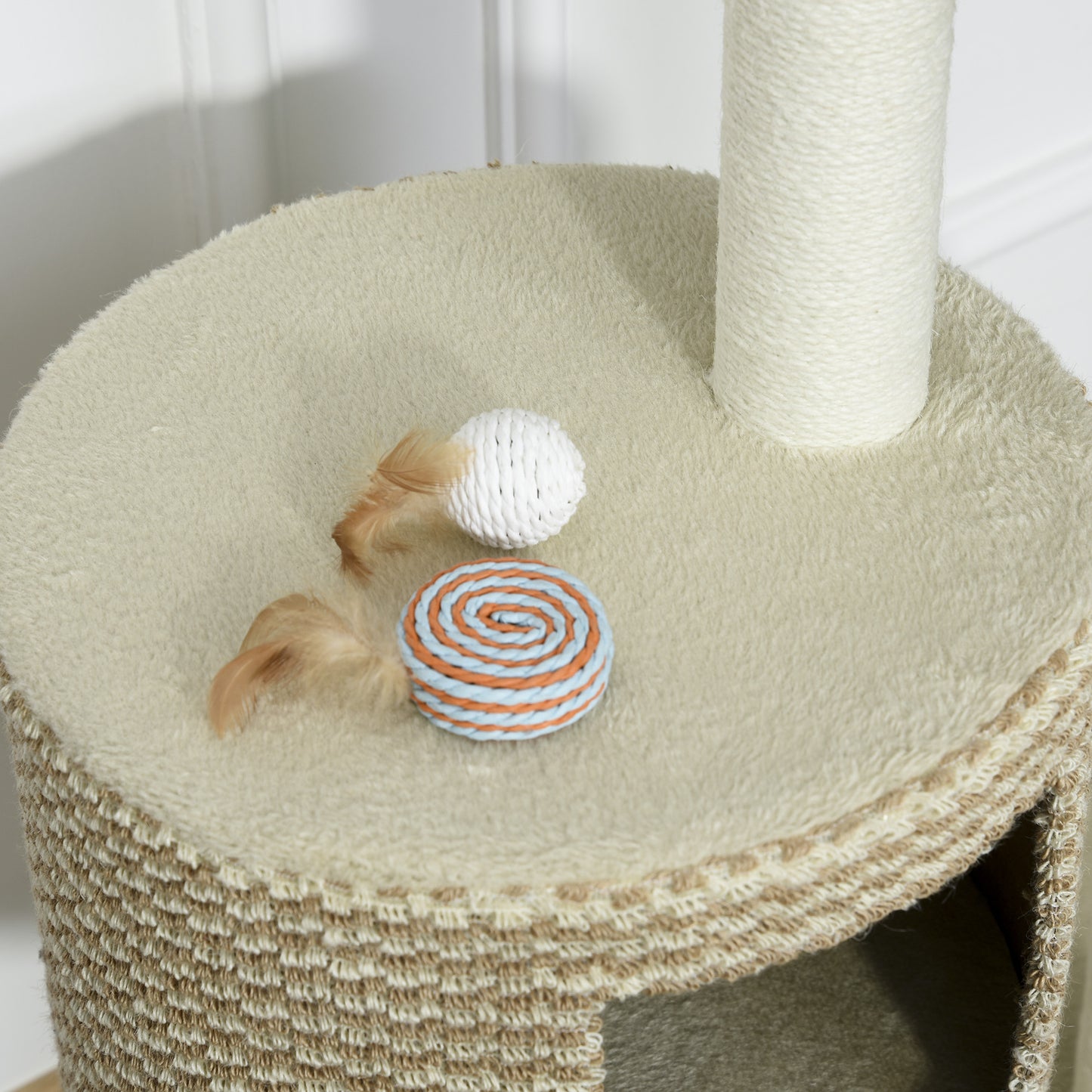 Kattenboom – Krabpaal – Klimboom – Kattenmeubel – Kattenhuis – Beige en Coffee – Natuurlijke Jute Krabpalen – Stevige E1 Spaanplaat 61x41x96 cm