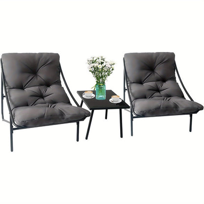 Loungeset – Loungebank – Tuinbank – Balkonset – Zitzetel – 3-delig Zwart – Inklapbaar & Verstelbare Rugleuning