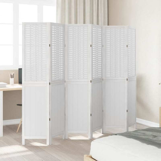 6-Panel Kamerscherm – Kamervuller – Ruimteverdeler – Vouwscherm – Scheidingswand – Wit Blanc – Lichtgewicht & Stevig – Eenvoudige Montage