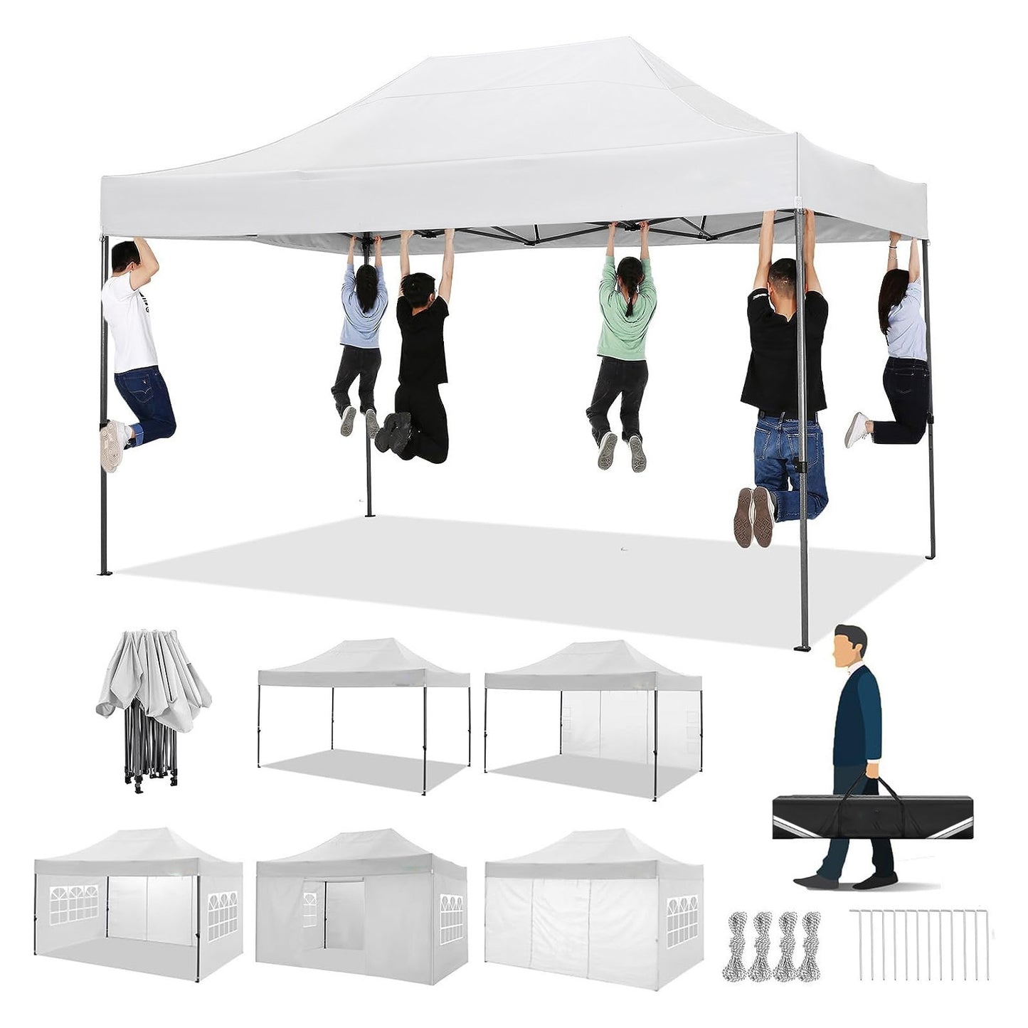 Pop-Up Canopy Tent – Partytent – Schaduw Tent – Buiten Tent – Ruim 3x4,5 Meter – Lichtgewicht Alloy Frame – Inclusief Draagtas