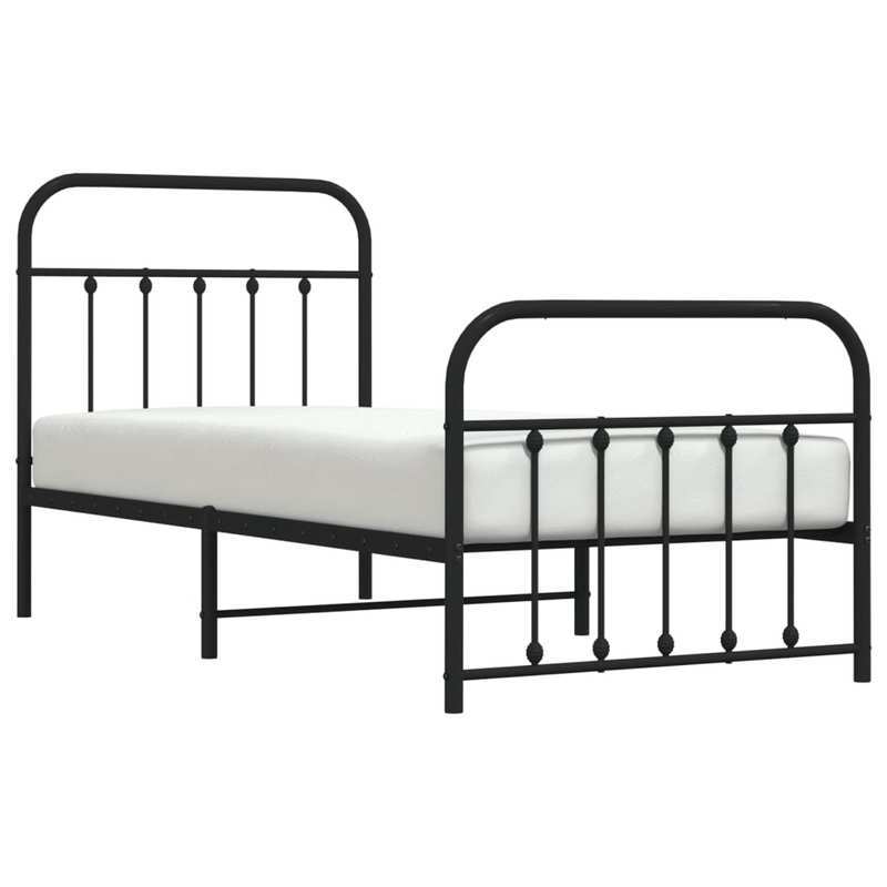 Bedframe – Bedbodem – Ledikant – Eenpersoonsbed – Slaapbank – Metalen Verstelbaar Frame – Stevig Zwart 90x200 cm – Eenvoudige Montage Zonder Gereedschap