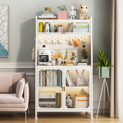 Keukenkast Op Wielen – Opbergrek Keuken – Woonkamerkast – Broodkast Wit – Dressoir Met Wieltjes – Geschikt Voor Eetkamer – Afmeting 94,8 x 49,2 x 41,2 cm – Stalen Constructie