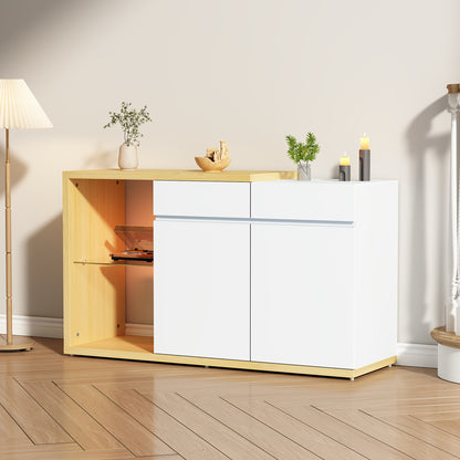 Dressoir – Sideboard – Opbergkast – Ladekast – Woonkamerkast – Wit – Multifunctioneel – 120 cm Breed – Hout en Spaanplaat – 2 Deuren en 2 Lades