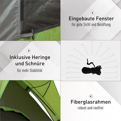 Groene Tent – Kampeertent – Reistent – Autotent – Buitentent – 4-5 Persoons – Stevig Polyester & Lichtgewicht Glasvezel Frame – Ruime Stahoogte 230 cm