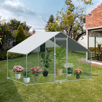 3x4x2 Meter Chicken Coop, Poultry And Livestock Enclosure, with Safety Lock, Made Of Metal, Suitable for Chickens, Rabbits And Other Small Animals.