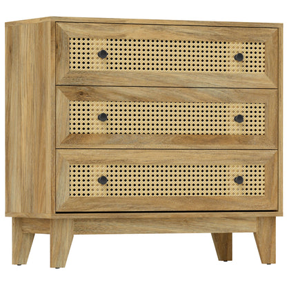 Ladekast – Ladenkast – Dressoir – Opbergkast – Kastje – Hout met Rotan Fronten – 80x35x76 cm – Ruime Opbergruimte