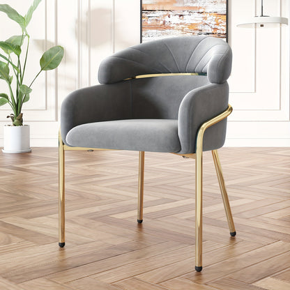Eetkamerstoel – Stoel – Kuipstoel – Woonkamerstoel – Lounge Stoel – Velvet Bekleding – Metalen Poten – Licht Luxe – Comfortabel Design