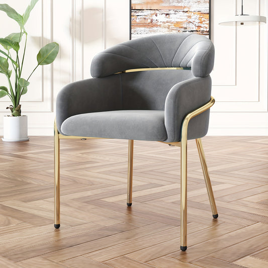 Eetkamerstoel – Stoel – Kuipstoel – Woonkamerstoel – Lounge Stoel – Velvet Bekleding – Metalen Poten – Licht Luxe – Comfortabel Design
