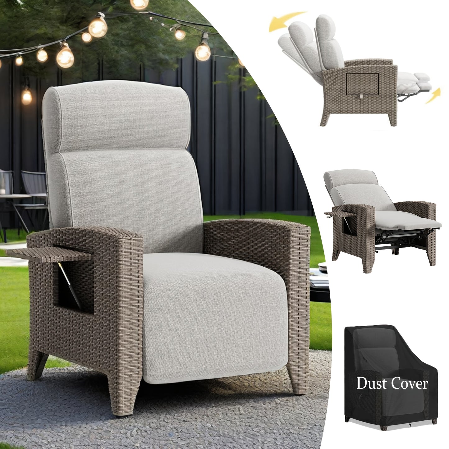 Loungebed – Ligstoel – Ligbed – Loungestoel – Tuinstoel – Rattan Metalen Frame – Verstelbare Rugleuning Met Kussen