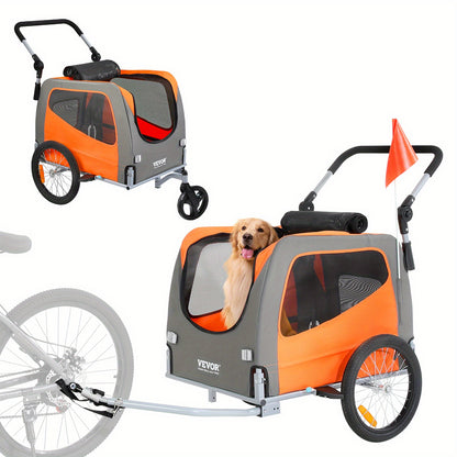 Hondenfiets-aanhanger – Hondenaanhanger – Fietsbuggy – Hondenbuggy – Dog stroller – Geschikt tot 45 kg – Stevig metalen frame – Snelle wielvergrendeling