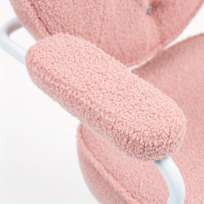 Bureaustoel – Bureaustoel Ergonomisch – Werkstoel – Computerstoel – Kantoorstoel – Verstelbare Hoogte – Teddy Fleece Bekleding Roze