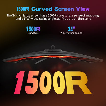34-inch Curved Monitor – Ultrawide Scherm – Gaming Monitor – PC Monitor – UWQHD Display – 3440x1440 Resolutie – 120Hz Verversingssnelheid – 165Hz Reactietijd