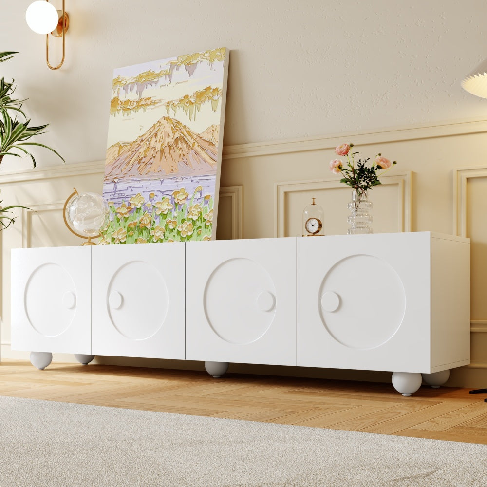 Modern White TV Stand, TV Cabinet, TV Panel, Low TV Stand. Unique Design.