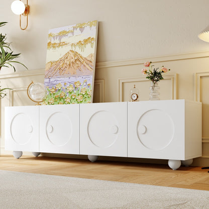 Modern White TV Stand, TV Cabinet, TV Panel, Low TV Stand. Unique Design.
