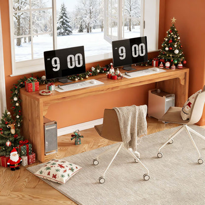 180x59x75cm Extra Long Double Computer Desk - Multi Functional Home Office PC Table for Conference Study and Dining Use, Brown Office Furniture, Daily Gift Idea and Home Essential