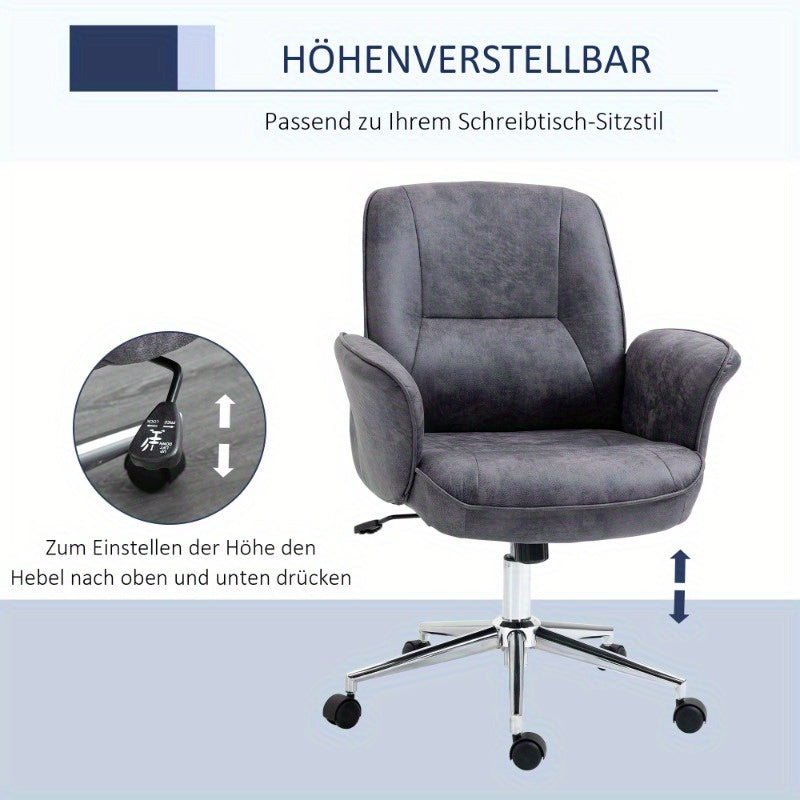 Ergonomische Bureaustoel – Kantoorstoel – Werkstoel – Bureauzetel – Gamestoel – Verstelbare Zithoogte – Kantelbare Rugleuning – Grijze Stof – Draagt Tot 120 kg