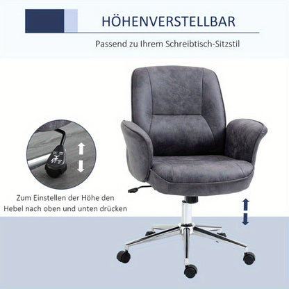 Ergonomische Bureaustoel – Kantoorstoel – Werkstoel – Bureauzetel – Gamestoel – Verstelbare Zithoogte – Kantelbare Rugleuning – Grijze Stof – Draagt Tot 120 kg
