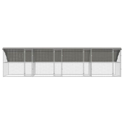Kippenren – Kippenhok – Buitenren – Pluimvee Verblijf – Dierenhok – Gegalvaniseerd Staal – Weerbestendig – 600x200x198,5 cm