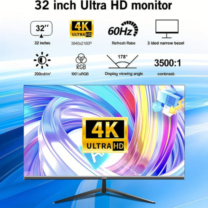 32 inch 4K Monitor – UHD Scherm – Computerscherm – Beeldscherm – Gaming Monitor – Randloos Design – 60Hz Verversingssnelheid
