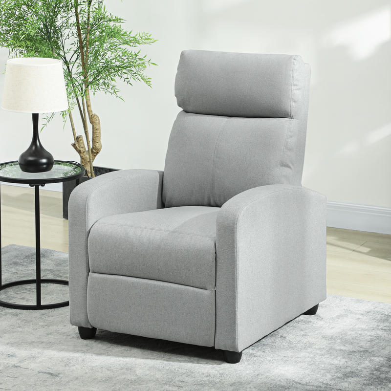 Relaxfauteuil – Lounge Chair – Verstelbare Fauteuil – Relaxstoel – Zitfauteuil – Lichtgrijs – Handmatig Kantelbaar Tot 135° – Uitschuifbare Voetensteun