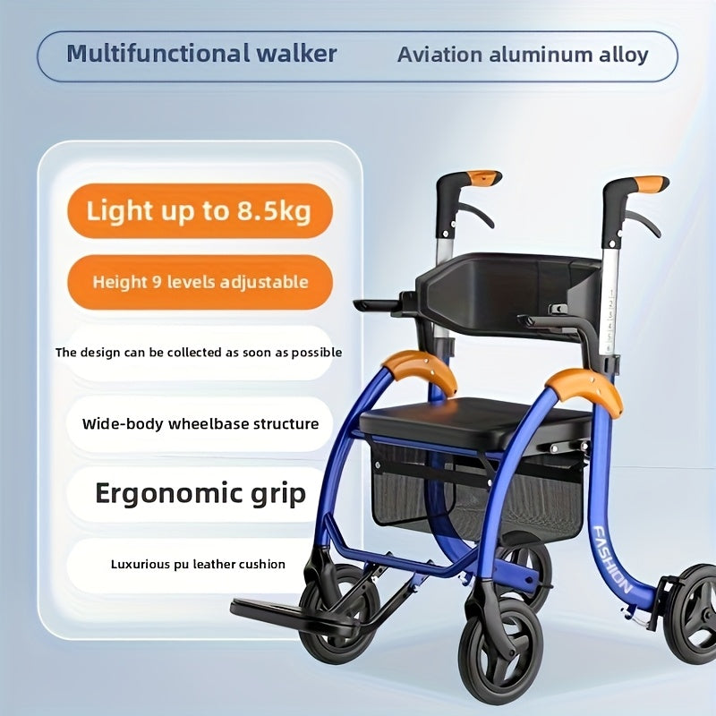 Boodschappenkar – Boodschappentrolley – Boodschappenwagen – Winkelwagen – Steekwagen – Inklapbaar Aluminium Frame – Verstelbare Armsteun – Draagvermogen 158,76 kg - QUORE