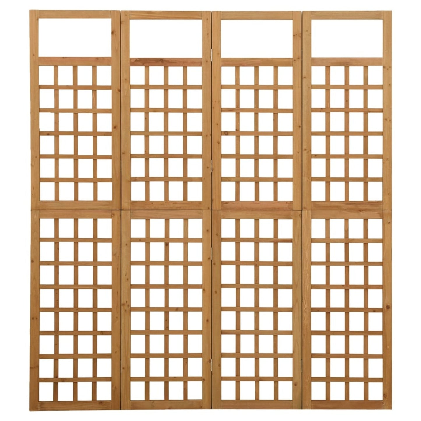 Houten Kamerscherm – Room Divider – Privacy Scherm – Ruimteverdeler – Plantenrek – Massief Vurenhout – 161 x 180 cm – 4 Panelen Inklapbaar – Warm Bruin