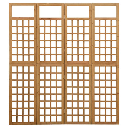 Houten Kamerscherm – Room Divider – Privacy Scherm – Ruimteverdeler – Plantenrek – Massief Vurenhout – 161 x 180 cm – 4 Panelen Inklapbaar – Warm Bruin