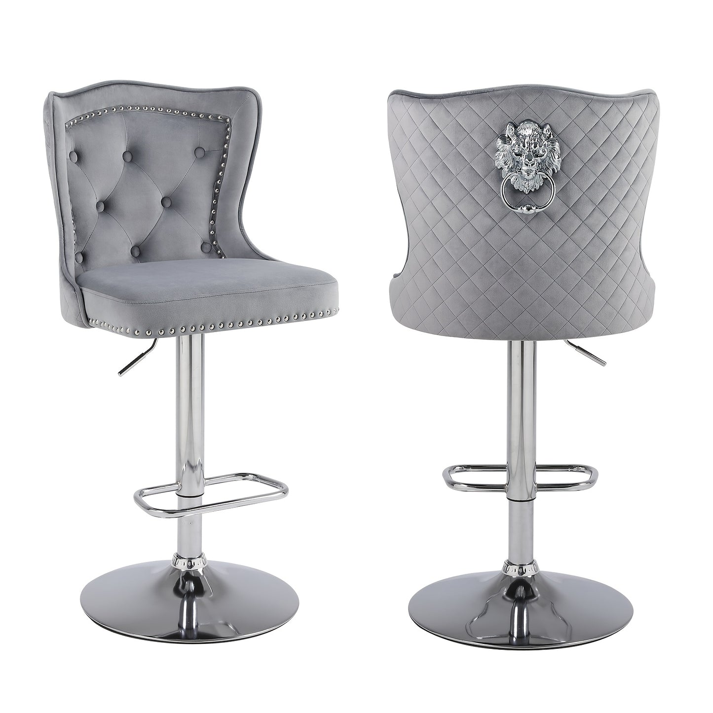 Barstoel – Barkruk – Barstoel Kruk – Barstoelen – Barkrukken – Set Van 2 – Verstelbare Hoogte – Zwarte Velvet Bekleding – Ergonomische Hoge Rugleuning – Met Draaifunctie – Metaal Frame – Max. 136 kg Belastbaar
