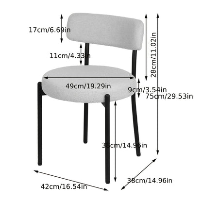Eetkamerstoelen – Stoelen – Kuipstoelen – Keukenstoelen – Eettafelstoelen – Bouclé Stof – Zwart Metalen Onderstel – Open Rug Design – Set Van 4 – Grijs