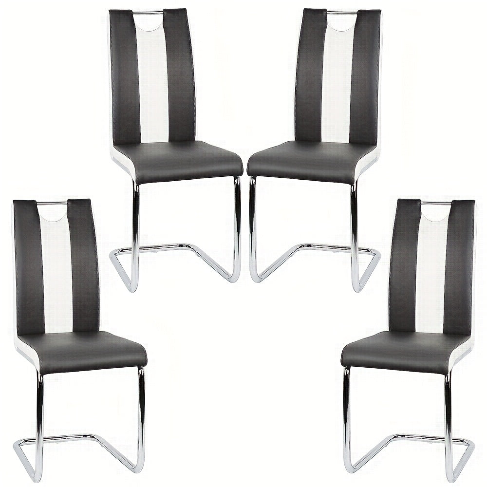 Eetkamerstoel – Stoel – Kuipstoel – Dining Chair – Dinerstoel – Ergonomisch Design – Gestoffeerd Kunstleer – Set Van 4 – 49x39,5x98,5 cm – Met Gebogen Rugleuning