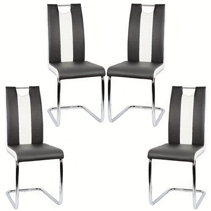 Eetkamerstoel – Stoel – Kuipstoel – Dining Chair – Dinerstoel – Ergonomisch Design – Gestoffeerd Kunstleer – Set Van 4 – 49x39,5x98,5 cm – Met Gebogen Rugleuning