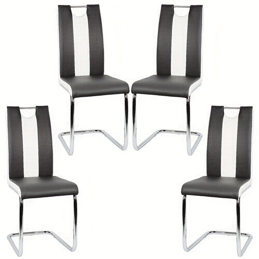 Eetkamerstoel – Stoel – Kuipstoel – Dining Chair – Dinerstoel – Ergonomisch Design – Gestoffeerd Kunstleer – Set Van 4 – 49x39,5x98,5 cm – Met Gebogen Rugleuning