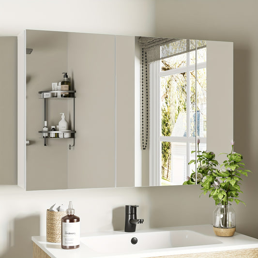 Badkamerspiegel – Spiegelkast – Wandkast – Opbergkast – Badkamerkast – Waterbestendig Hout – Dubbele Deuren Met Spiegel