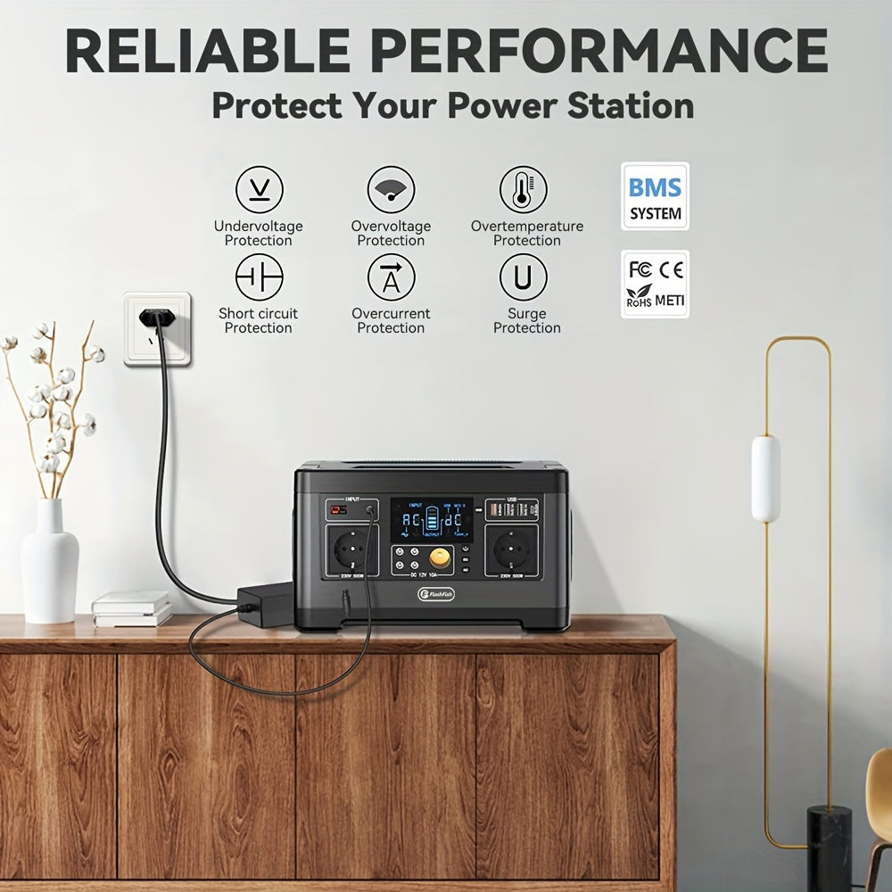 Powerstation – Draagbare Generator – Mobiele Stroomvoorziening – Power Bank – Noodstroom – 520Wh Lithium Batterij – 5 AC Stopcontacten & 4 USB Poorten