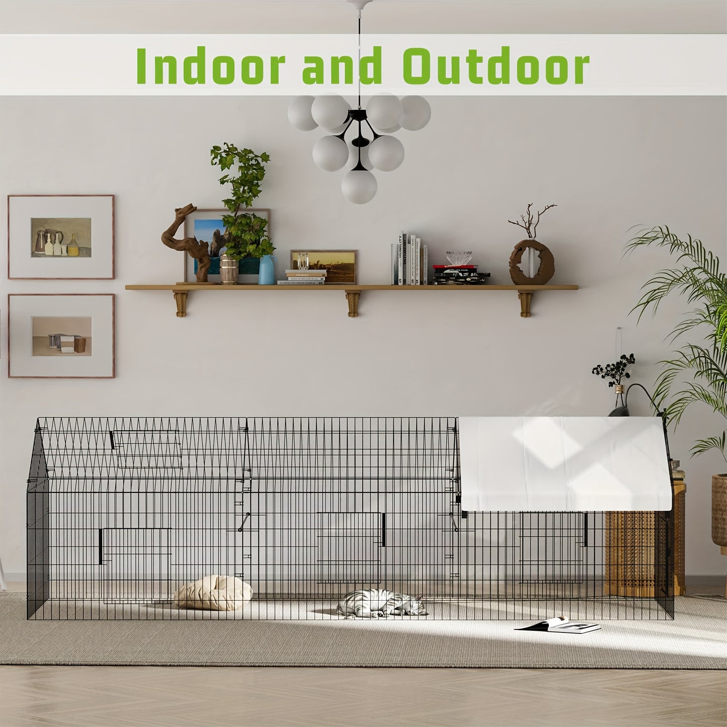 Portable Poultry Cage Measuring 3.3meter×101.6cm×101.6cm with a Waterproof Cover, Designed As a Chicken Run for Outdoor Use, Suitable for Various Farm Animals Like Rabbits And Ducks.